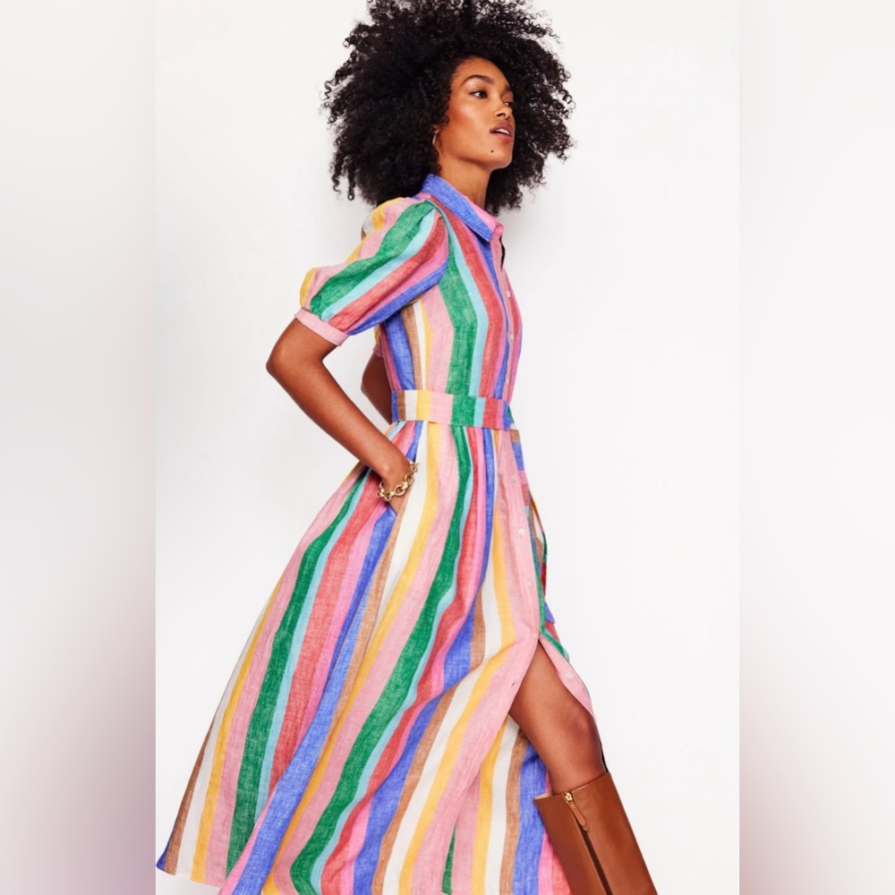 Boden Alexa Linen Maxi Shirt Dress